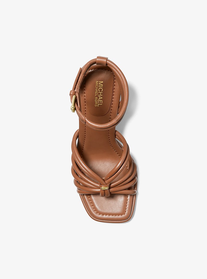 Astra Leather Sandal in LUGGAGE | Michael Kors