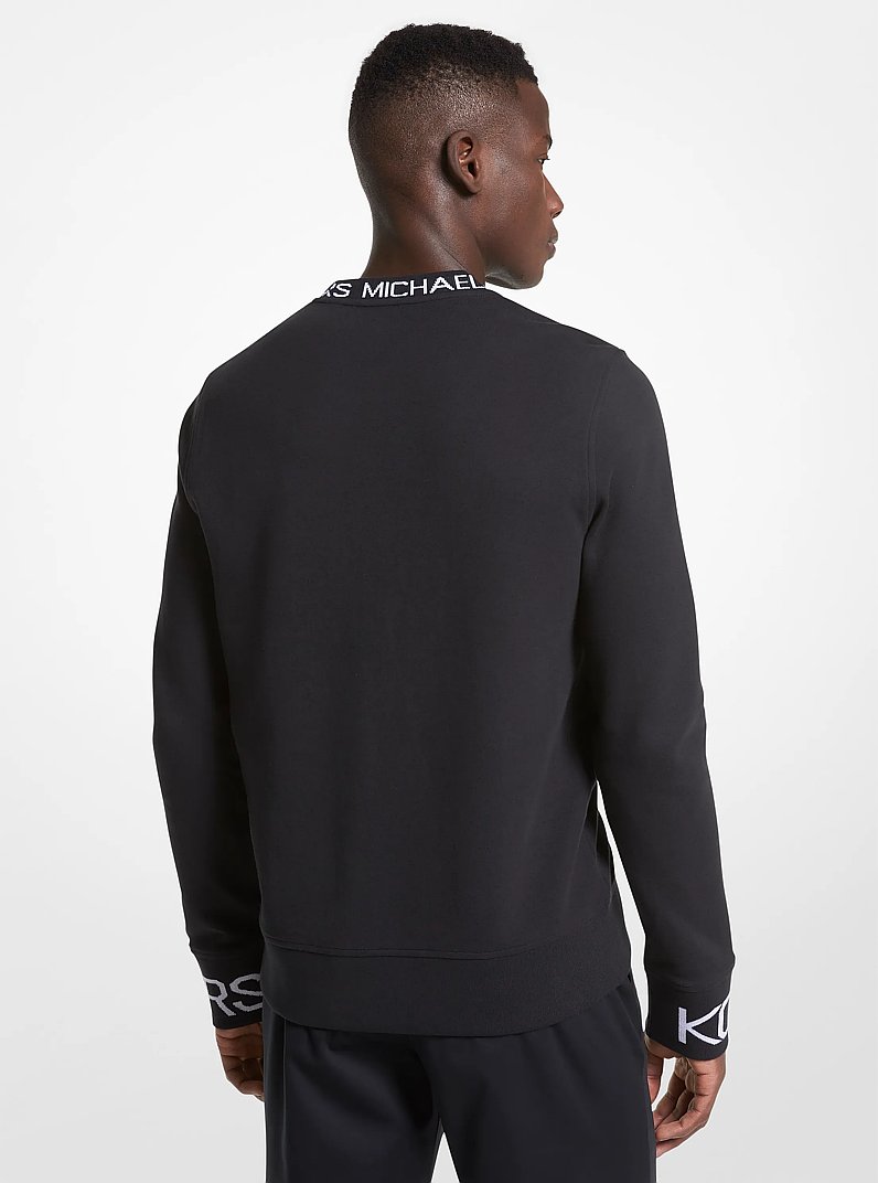 Logo Tape Cotton Blend Sweater in BLACK | Michael Kors