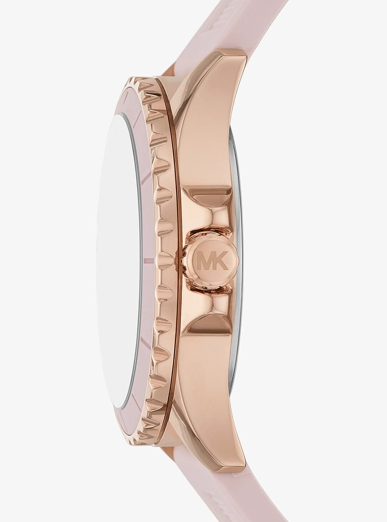 Reloj Everest oversize con correa de silicona en tono oro rosado in ROSA AHUMADO | Michael Kors