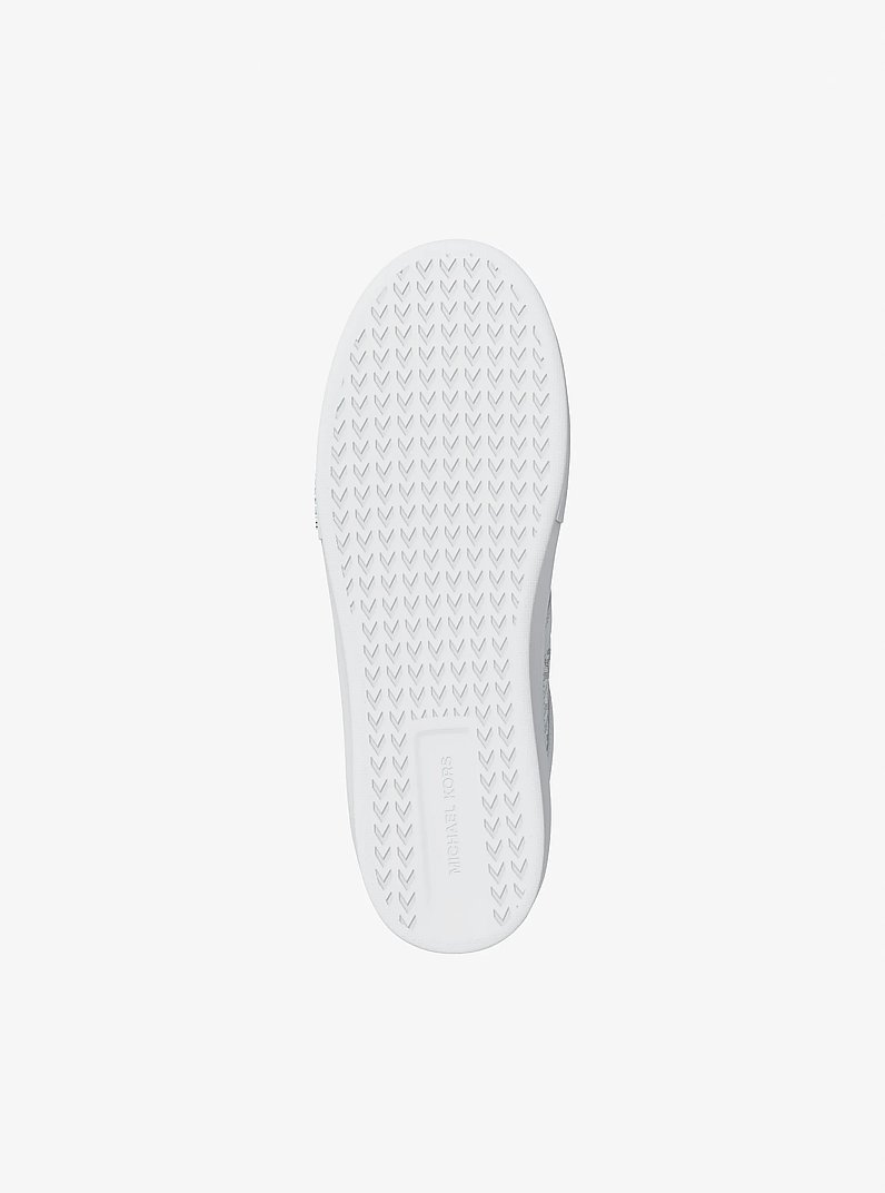 Sneaker Dane in pelle con stampa logo in BIANCO BRILLANTE | Michael Kors