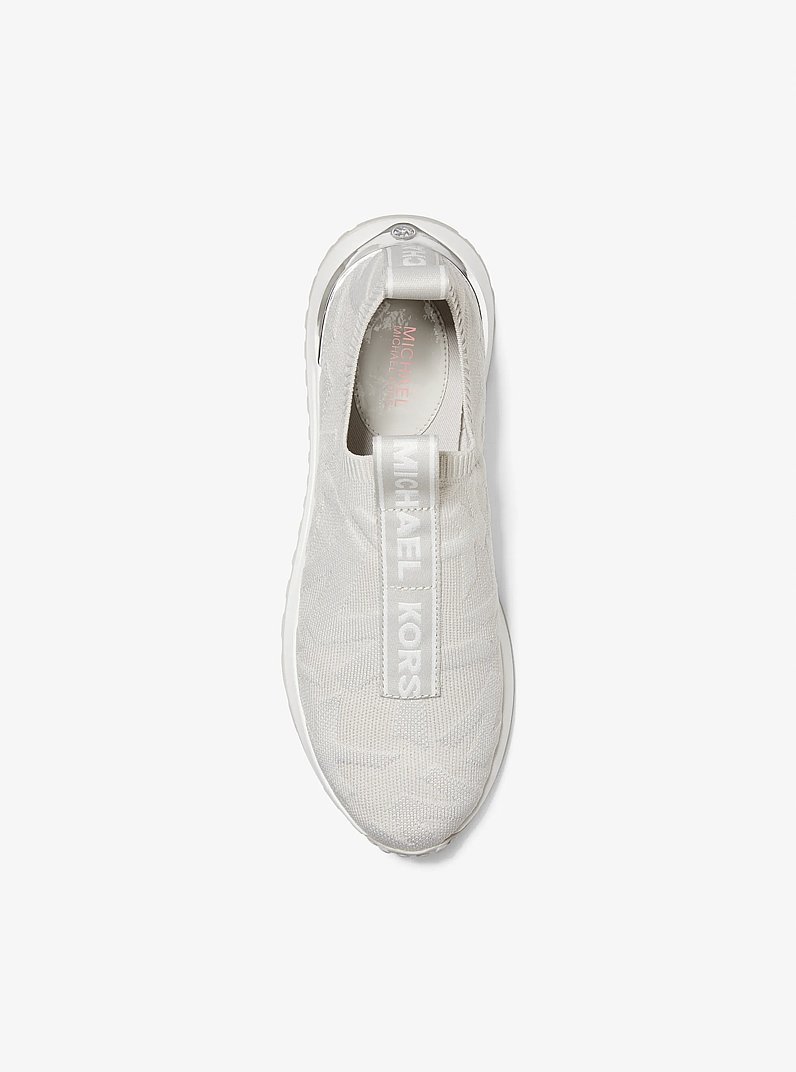 Bodie Logo Embossed Stretch Knit Slip-On Trainer in ALUMINUM | Michael Kors