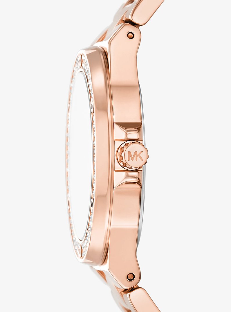 Montre Lennox de ton or rose &agrave; pav&eacute; in OR ROSE | Michael Kors