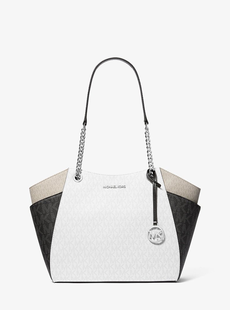 Jet Set Large Color-Block Signature Logo Shoulder Bag in OPWHT MULTI | Michael Kors