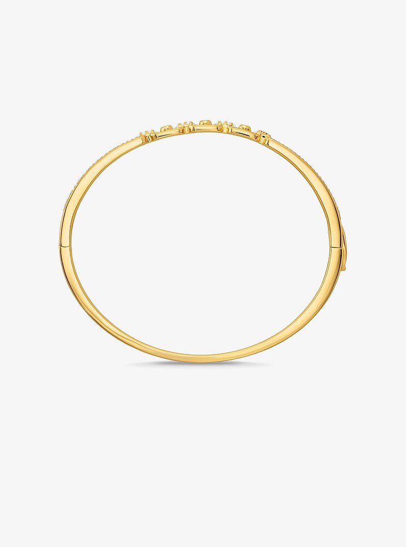 Bracciale rigido Astor piccolo con maglie a catena in argento sterling placcato in metallo prezioso e pav&eacute; in ORO | Michael Kors