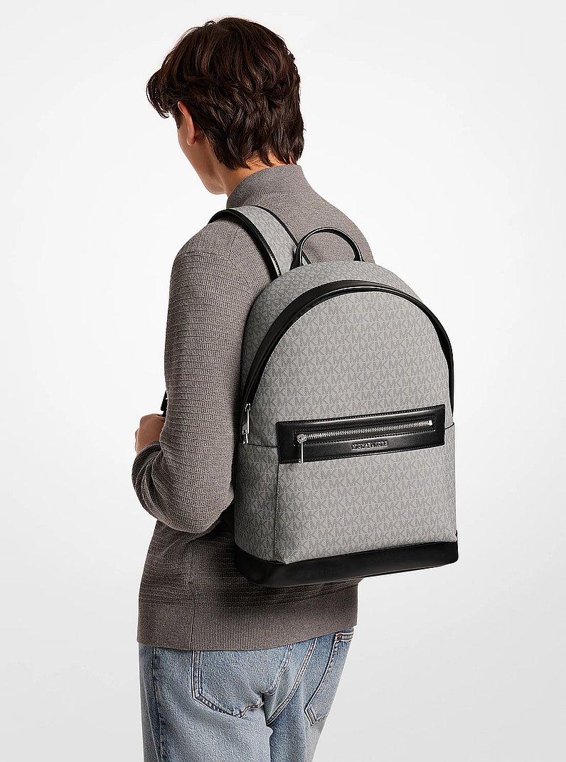 Jet Set Signature Logo Backpack in NICKEL | Michael Kors