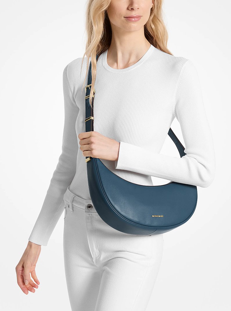Avra Medium Leather Crossbody Bag in DK CHAMBRAY | Michael Kors