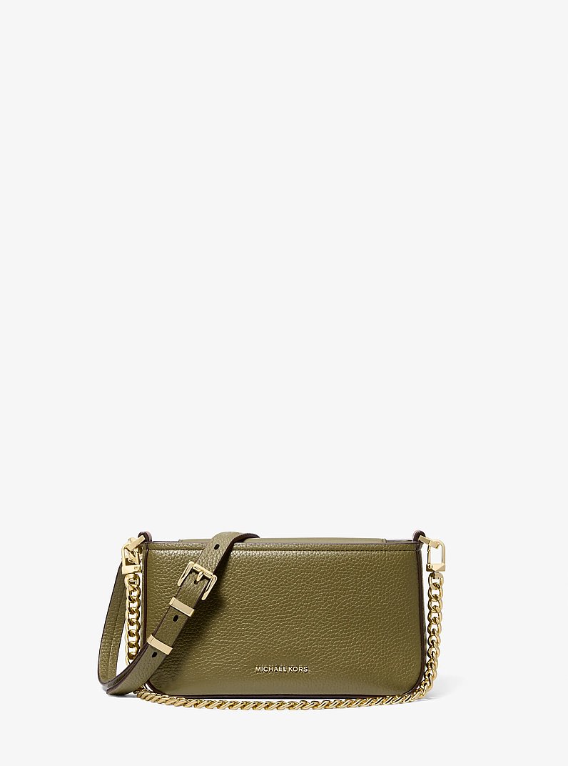 Bryant Small Pebbled Leather Convertible Pochette in SAFARI GREEN | Michael Kors