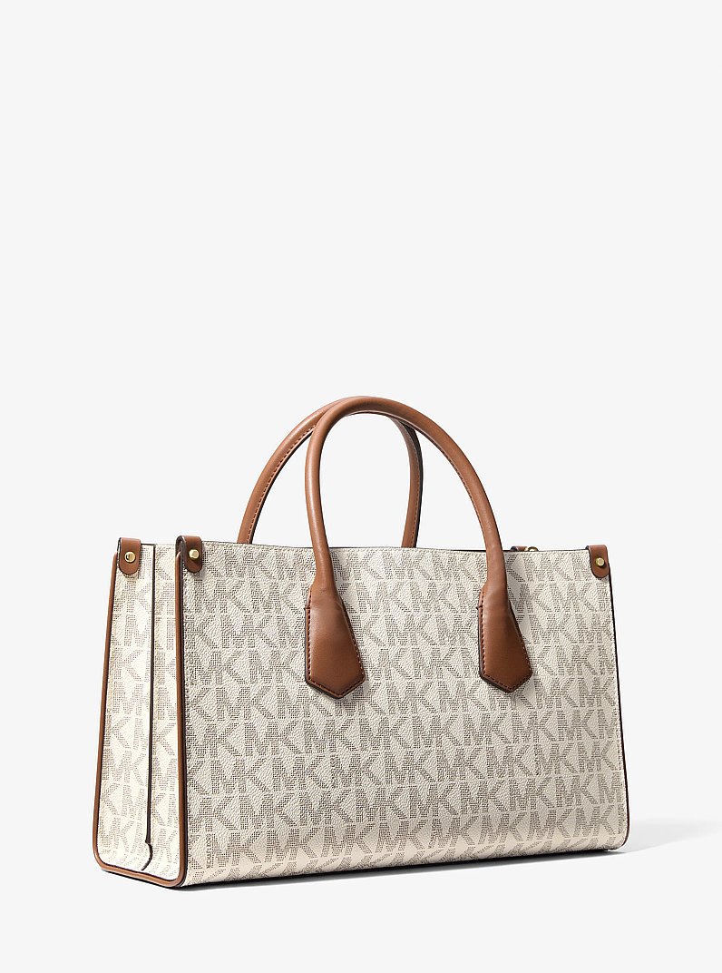 Borsa a mano Maple grande con stampa logo in VANIGLIA/CUOIO | Michael Kors