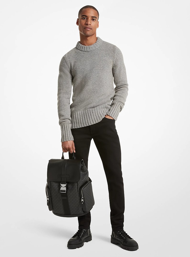 Hudson Signature Logo and Leather Cargo Backpack in BLACK | Michael Kors