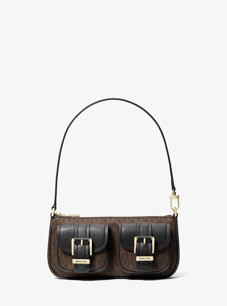 Pochette Zoe peque&ntilde;o con logotipo in MARR&Oacute;N/NEGRO | Michael Kors