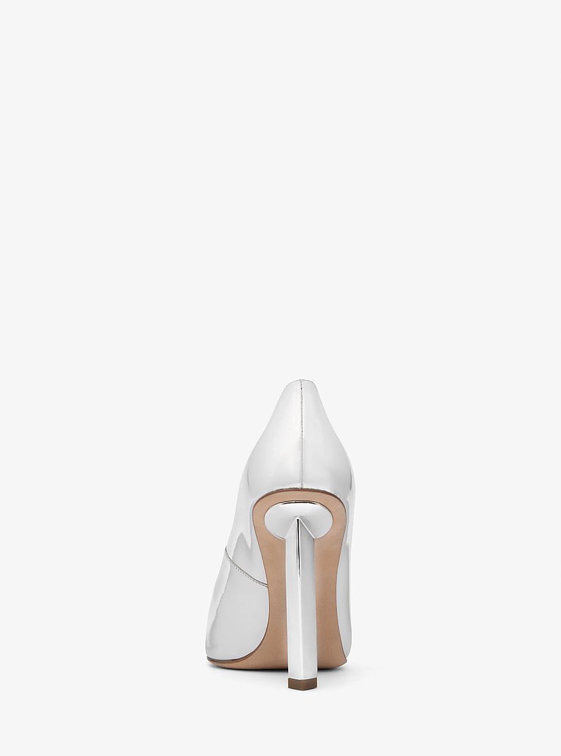Halle Metallic Leather Pump in SILVER | Michael Kors