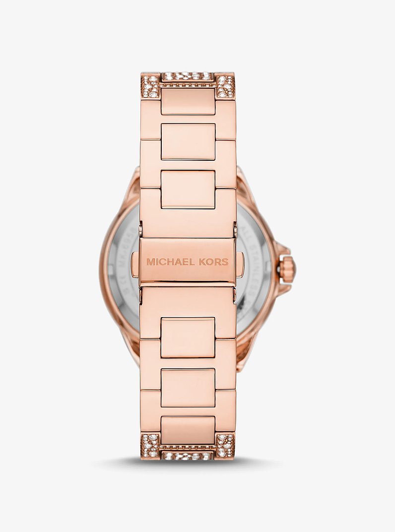 Oversized Camille Pav&eacute; Rose Gold-Tone Watch in ROSE GOLD | Michael Kors