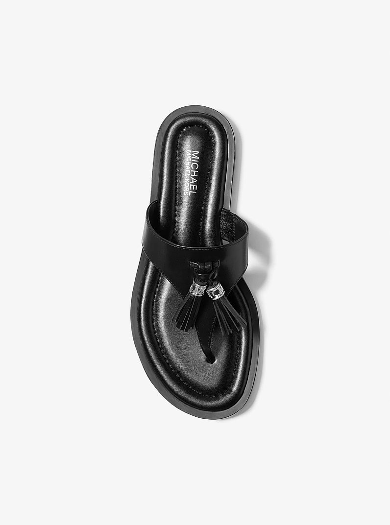 Kiernan Leather Sandal in BLACK | Michael Kors