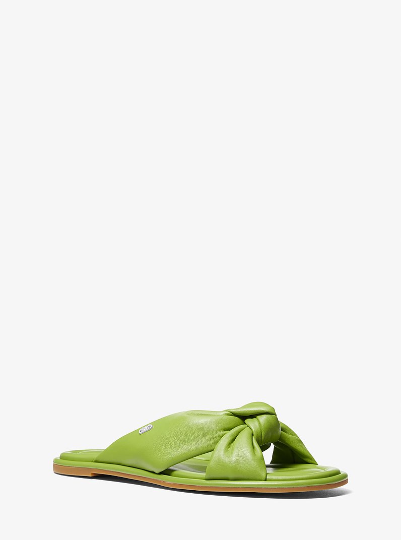 Elena Leather Slide Sandal in PEAR | Michael Kors