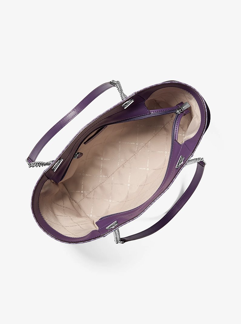 Jet Set Large Signature Logo Shoulder Bag in PURPLE | Michael Kors