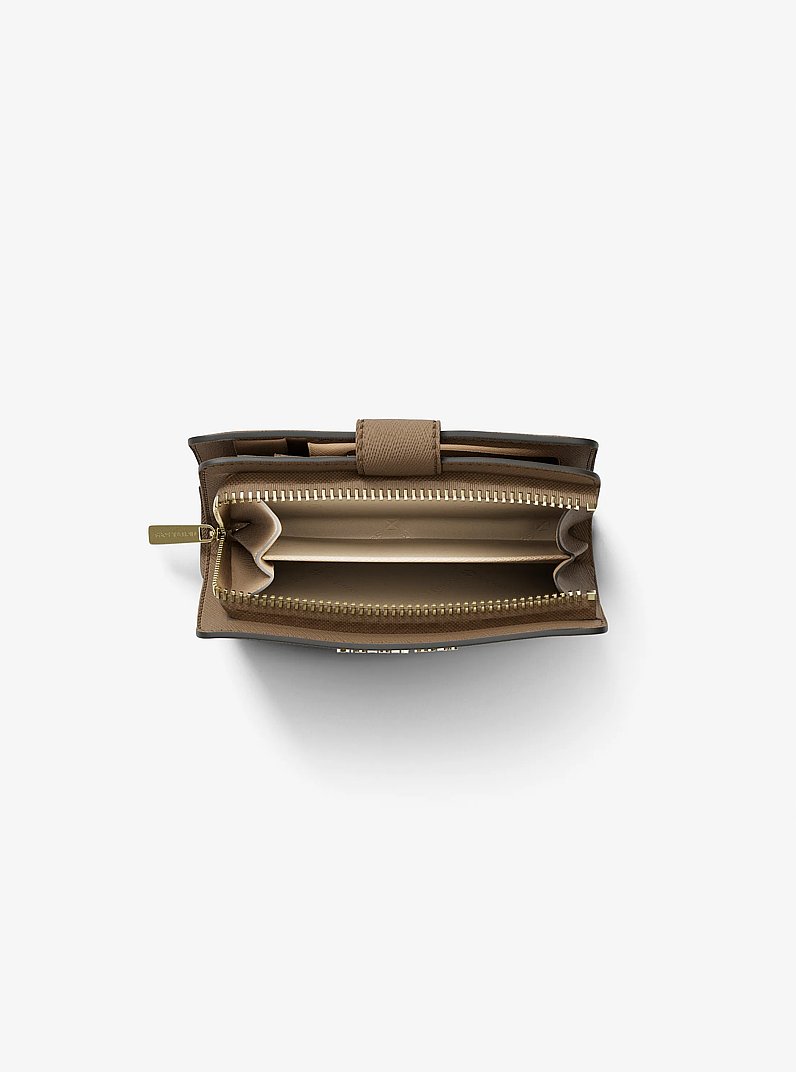 Medium Crossgrain Leather Wallet in CAMEL | Michael Kors
