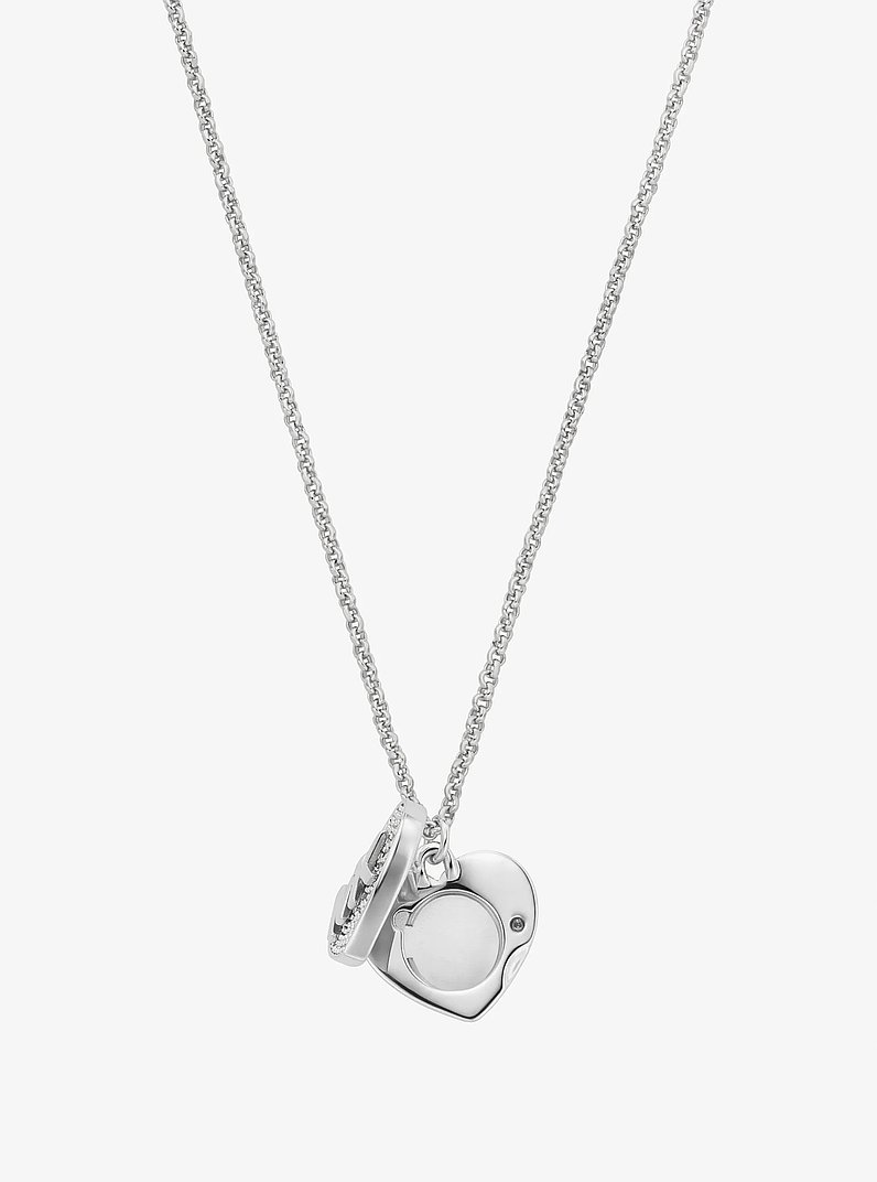 Pav&eacute; Heart Locket Necklace in SILVER | Michael Kors