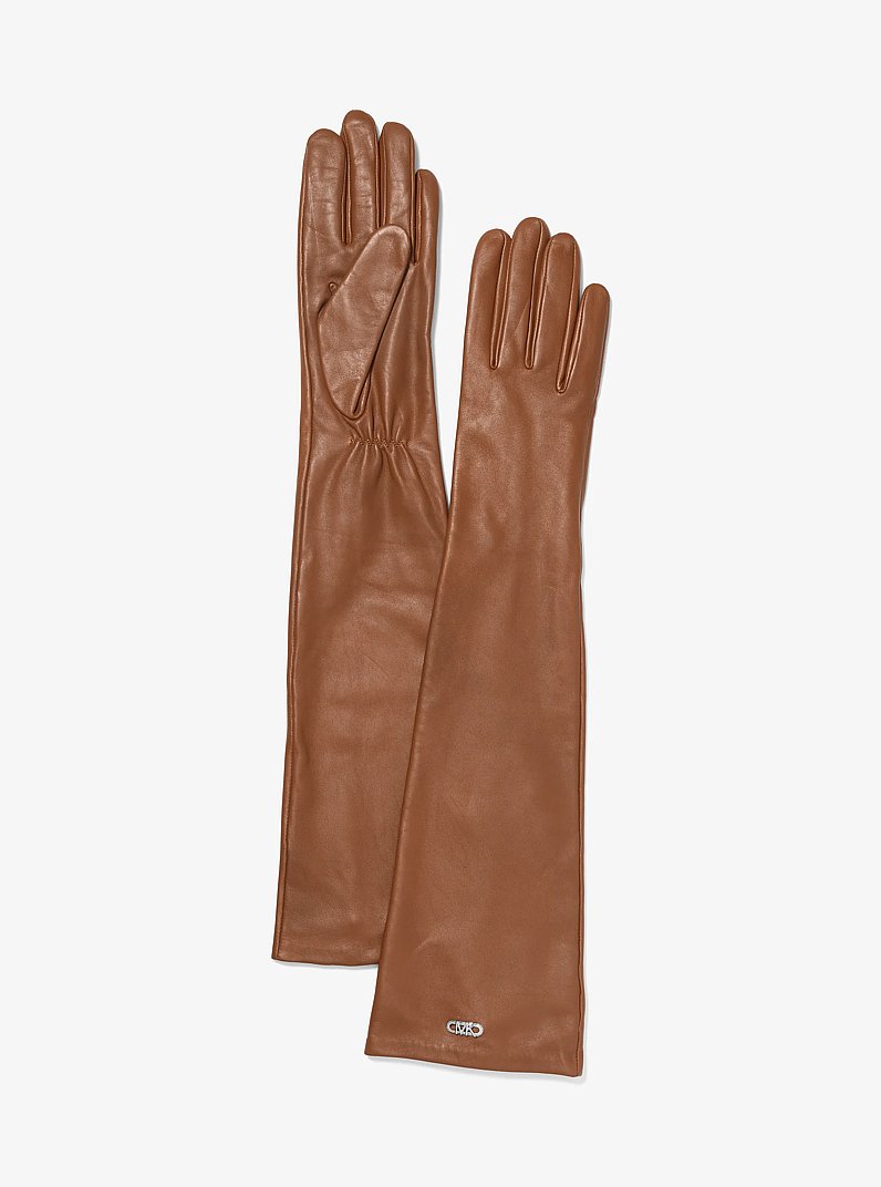 Leather Opera Gloves in LUGGAGE | Michael Kors