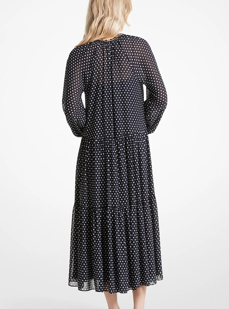 Vestido midi a lunares de georgette en capas in MIDNIGHTBLUE | Michael Kors