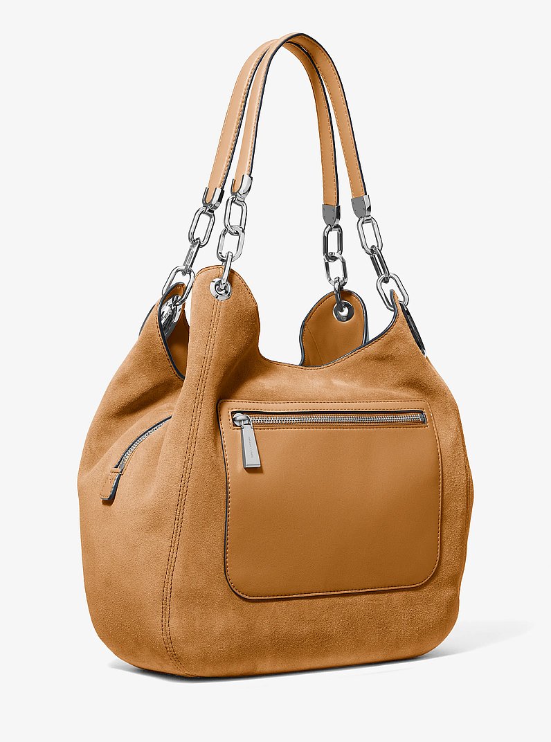 Schultertasche Lillie Large aus Wildleder in ERDNUSS | Michael Kors