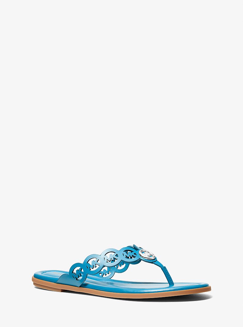 Sandalo Janie in pelle con logo traforato in BLU MILOS | Michael Kors