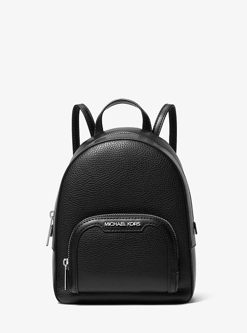 Jaycee Extra-Small Pebbled Leather Convertible Backpack in BLACK | Michael Kors