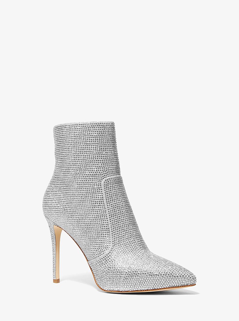 Rue Embellished Glitter Chain-Mesh Ankle Boot