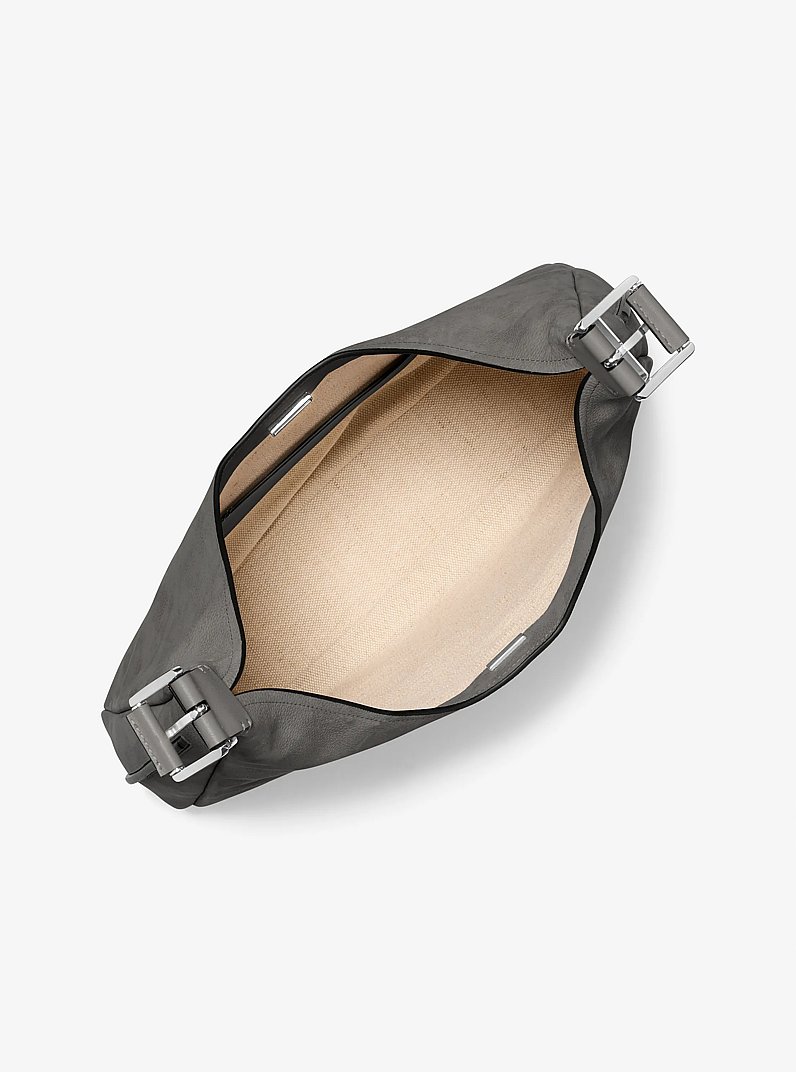 Nolita Large Nubuck Hobo Shoulder Bag in SLATE | Michael Kors