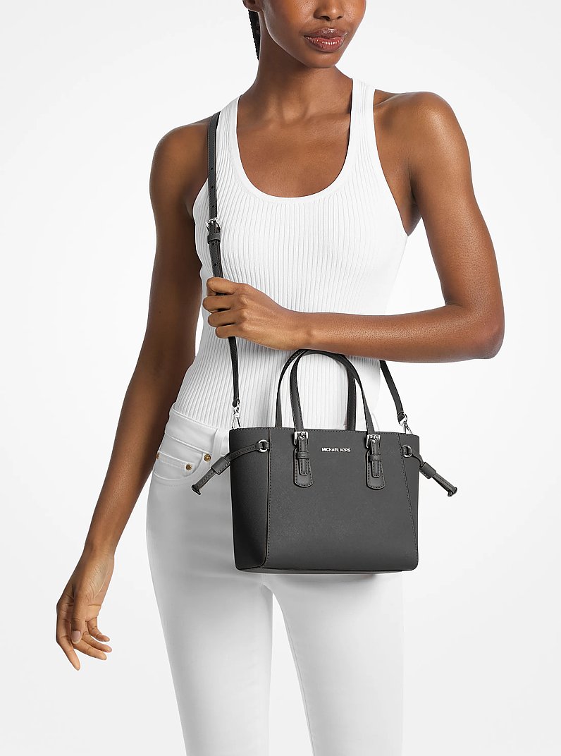 Voyager Extra-Small Pebbled Leather Convertible Crossbody Bag in BLACK | Michael Kors
