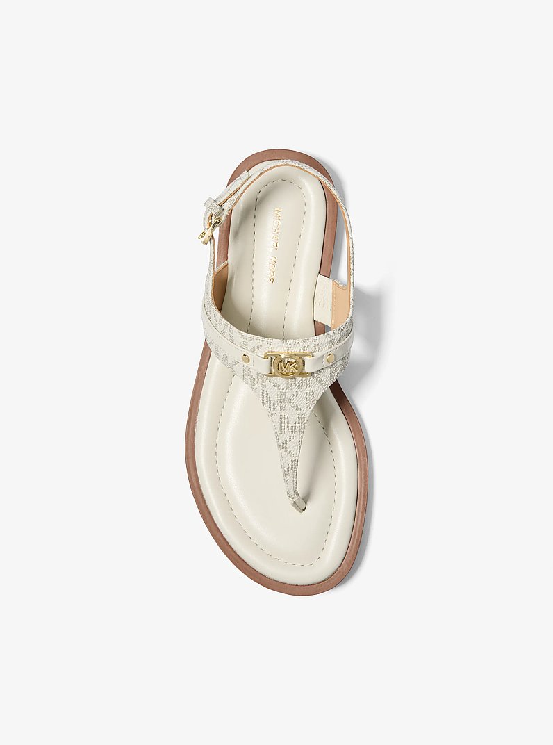 Mandy Signature Logo T-Strap Sandal in VAN/CREAM | Michael Kors