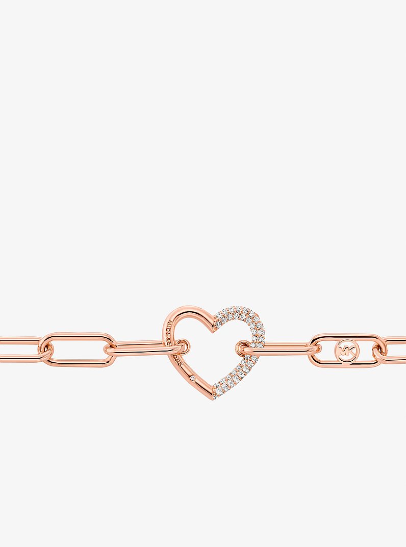 Pav&eacute; Heart Curb-Link Bracelet in ROSE GOLD | Michael Kors