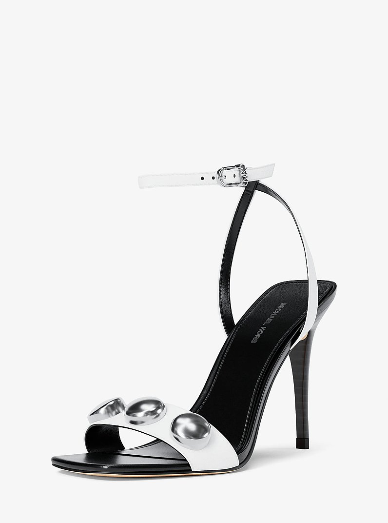 Sandalo Liana in pelle con borchie in BIANCO OTTICO | Michael Kors