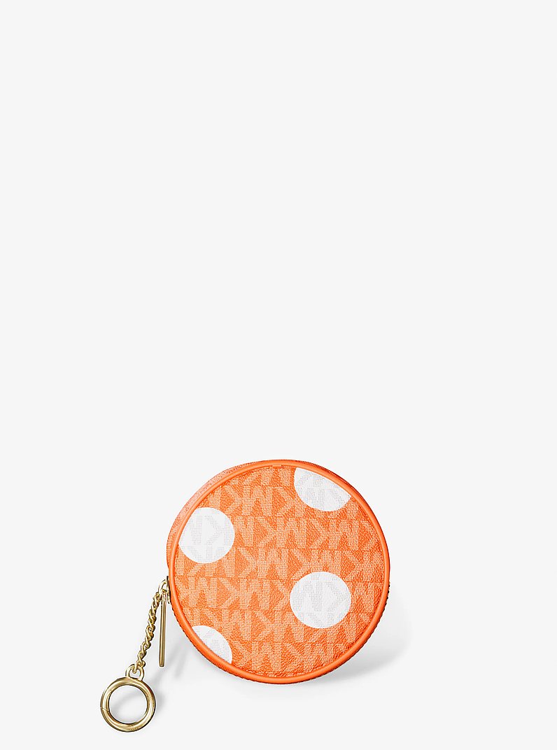 Jet Set Small Polka Dot Signature Logo Coin Pouch in RED CLAY | Michael Kors