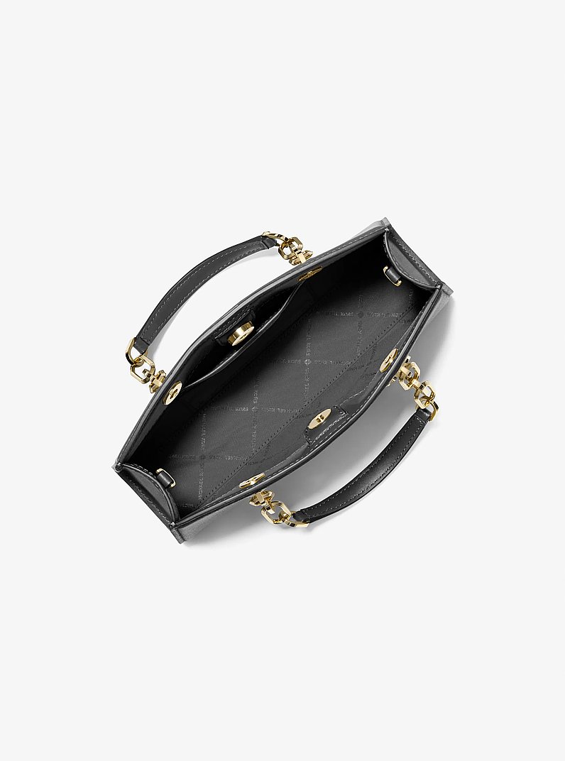 Cynthia Small Leather Satchel in BLACK | Michael Kors