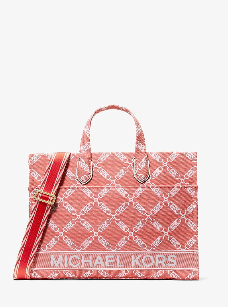 Gigi Large Empire Logo Jacquard Tote Bag in SPICED CORAL | Michael Kors