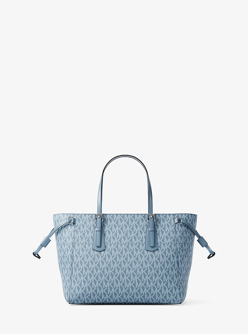 Voyager Extra-Small Signature Logo Tote Bag in DENIM | Michael Kors