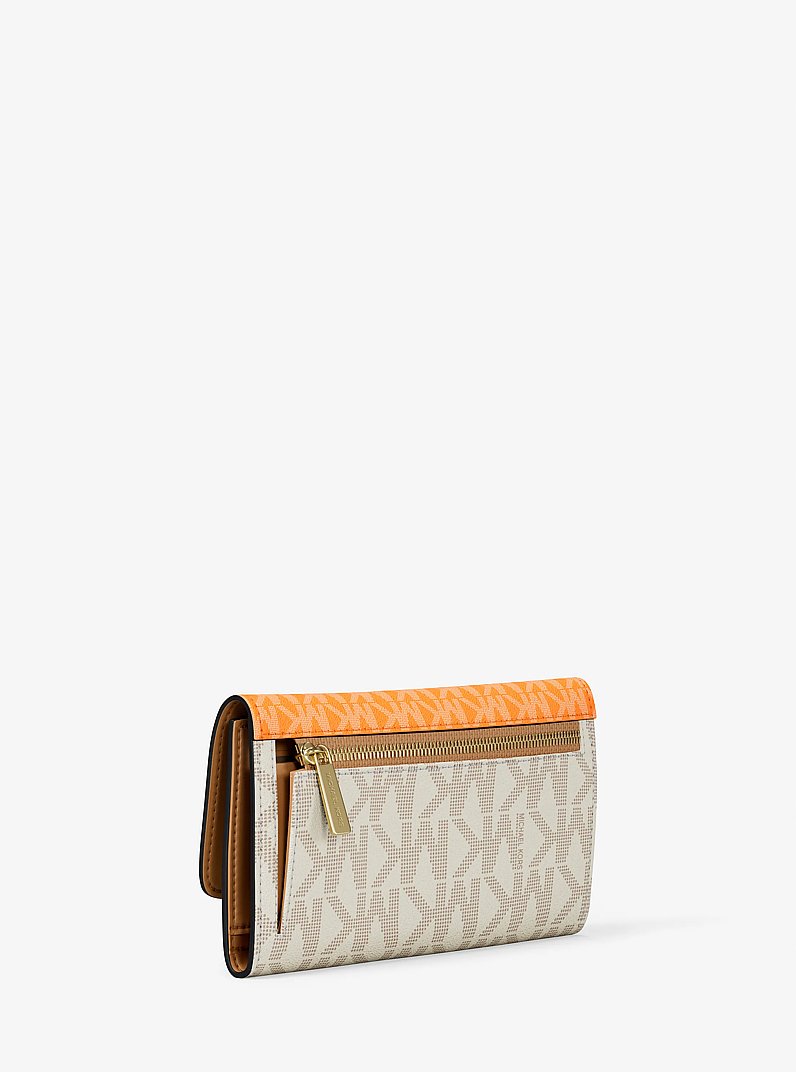 Grand portefeuille &agrave; trois volets Jet Set &agrave; logo Signature in ORANGE POP MULTI | Michael Kors