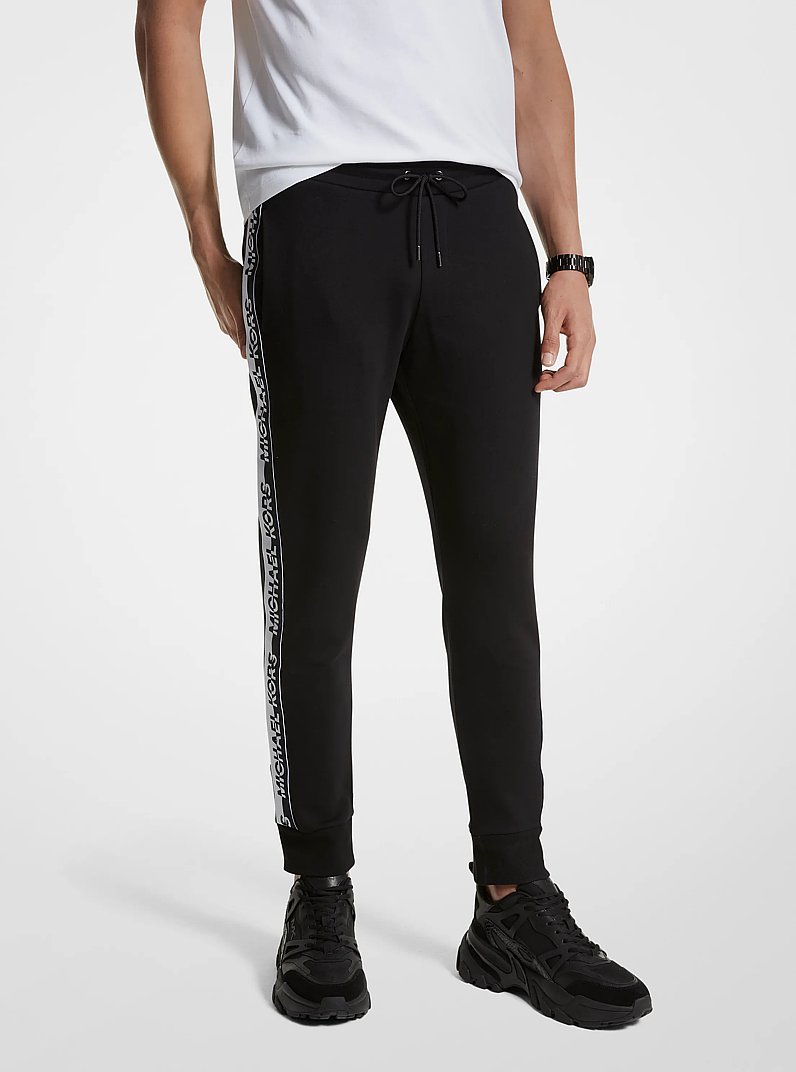 Logo Tape Cotton Blend Joggers in BLACK | Michael Kors