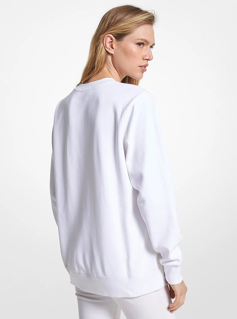 Logo Charm Cotton Blend Sweatshirt in WHITE | Michael Kors