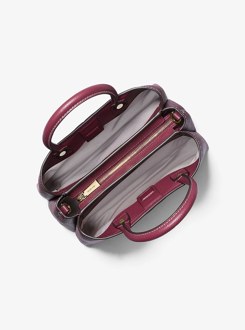 Bolso satchel Flora mediano de piel con logotipo exclusivo in MORA | Michael Kors