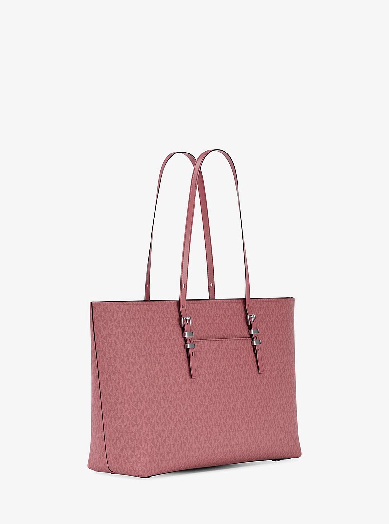 Quinn Large Signature Logo and Leather Tote Bag in ROSEWOOD - Sale