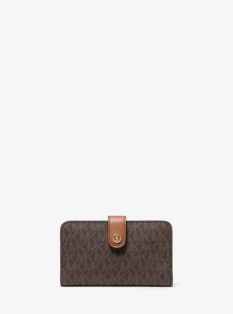 Billetera plegable Jet Set Travel mediana con logotipo exclusivo in MARR&Oacute;N | Michael Kors