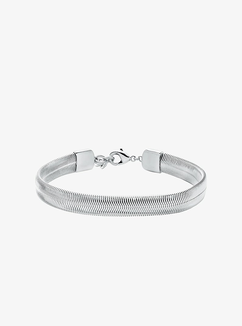 Precious Metal-Plated Brass Snake Chain Bracelet in SILVER | Michael Kors
