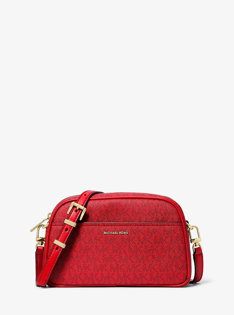 Jet Set Small Signature Logo Camera Crossbody Bag in CRIMSON MULTI | Michael Kors