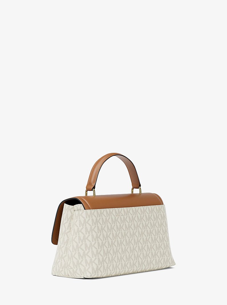 Tribeca Extra-Small Signature Logo Satchel in VANILLA/ACORN | Michael Kors