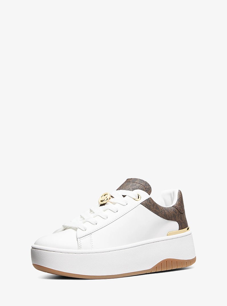 Sneaker Dottie in pelle e stampa logo con plateau in MARRONE | Michael Kors