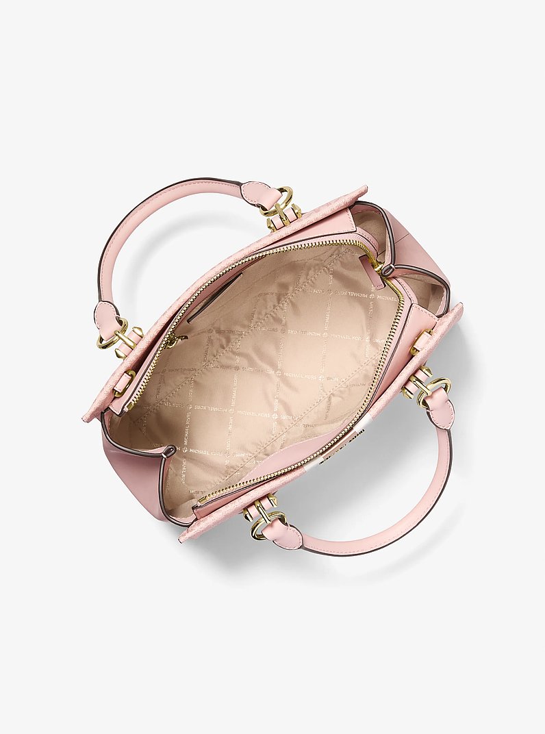 Marilyn Medium Signature Logo Stripe Satchel in POWDER BLUSH | Michael Kors