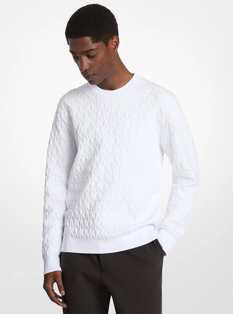 Su&eacute;ter de algod&oacute;n con logotipo jacquard in BLANCO | Michael Kors