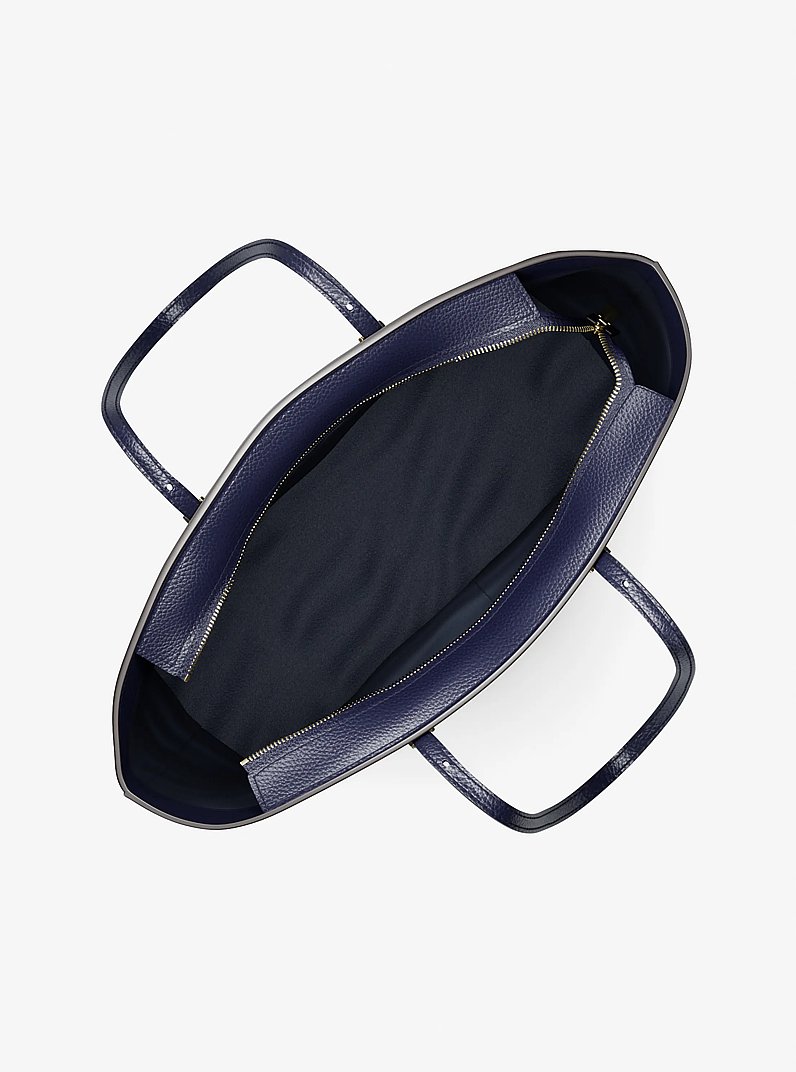 Quinn Large Pebbled Leather Tote Bag in DRESS BLUES | Michael Kors