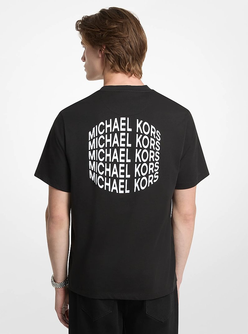 Graphic Logo Cotton Jersey T-Shirt in BLACK | Michael Kors